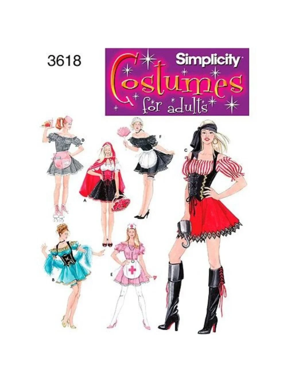 Simplicity Costumes Adult Dress Pattern #3618 Fits 6-12 Cosplay Halloween Party